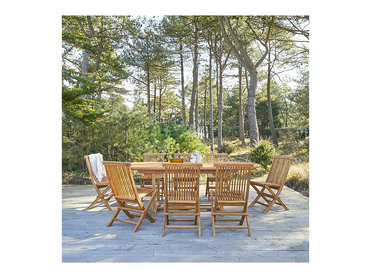 Set di mobili da esterno ovale in legno di acacia Capri 8