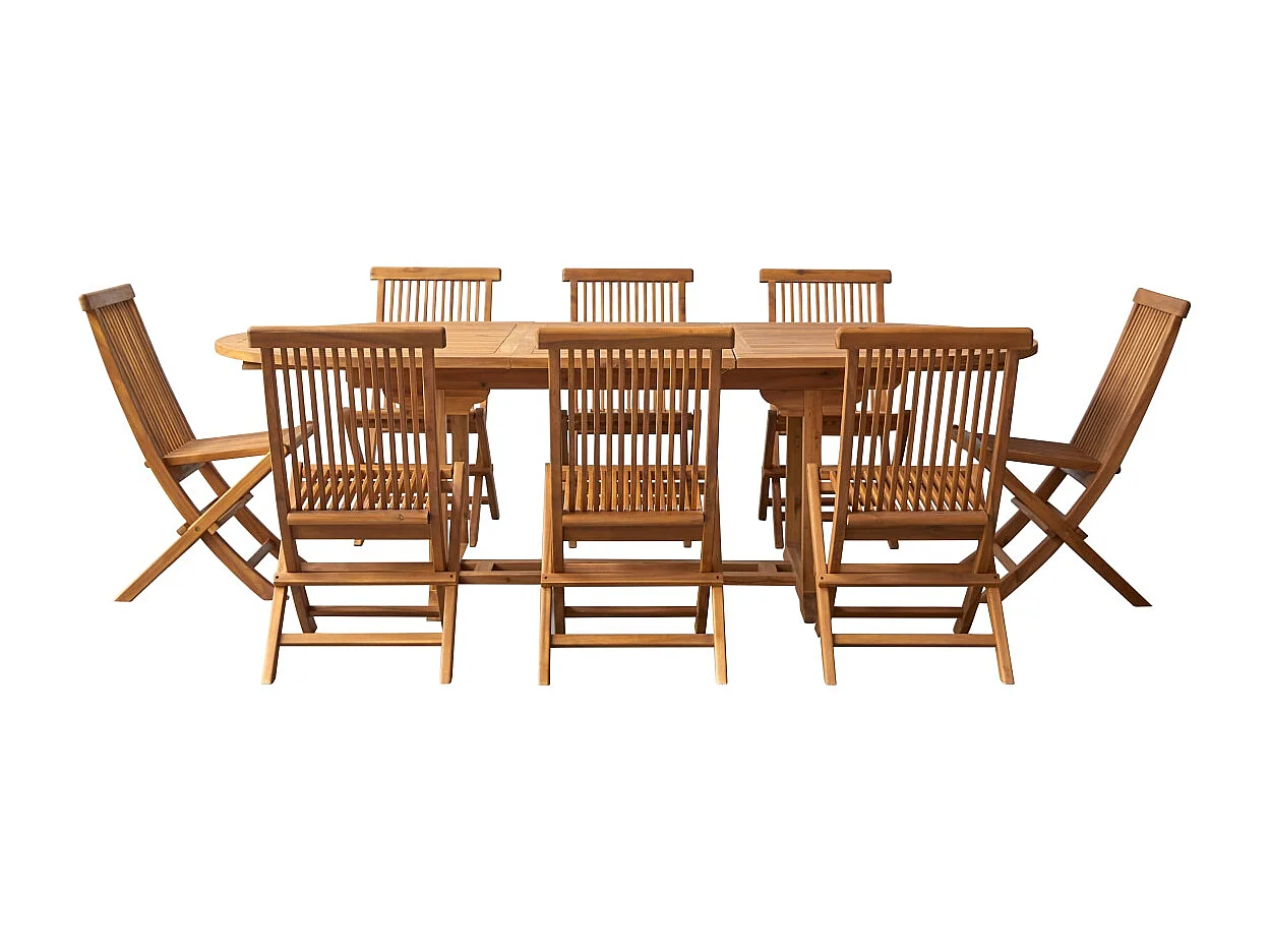 Ovale Outdoor Sitzgruppe aus Akazienholz Capri 8