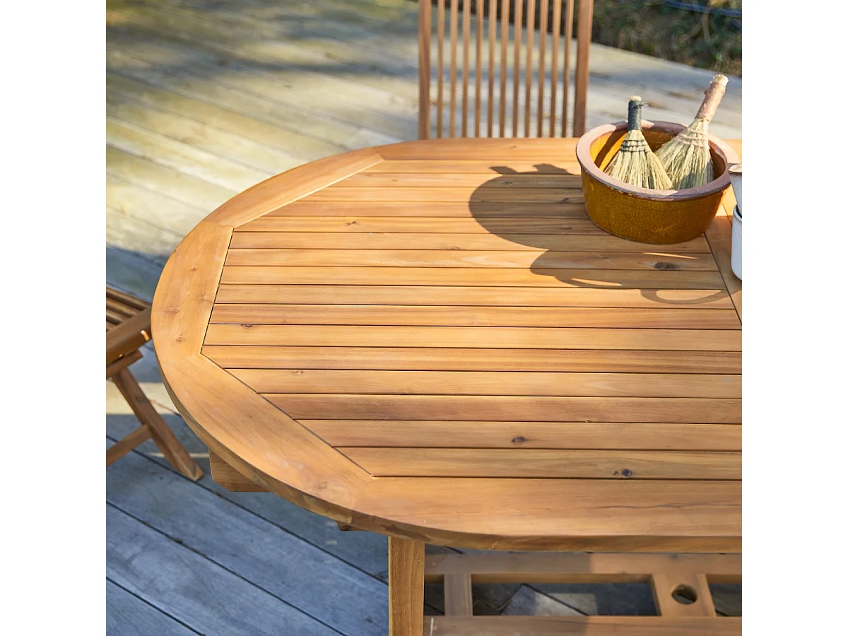 Set di mobili da esterno ovale in legno di acacia Capri 8