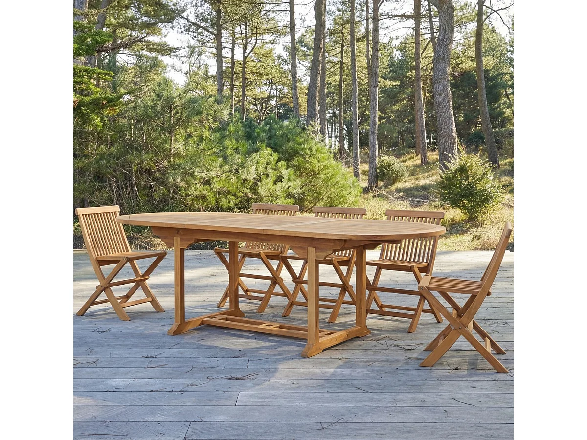 Set di mobili da esterno ovale in legno di acacia Capri 8