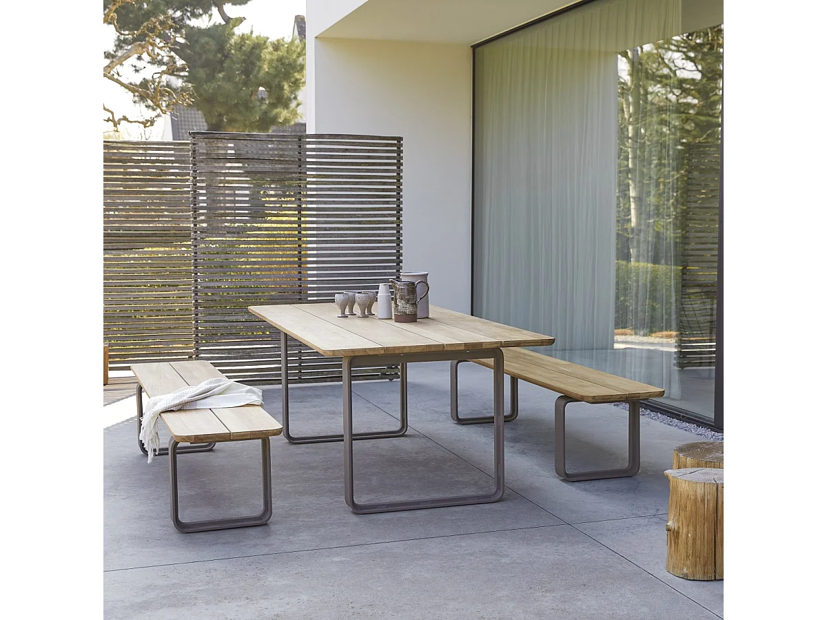 Set da giardino Harper in teak massello e alluminio da 6 posti