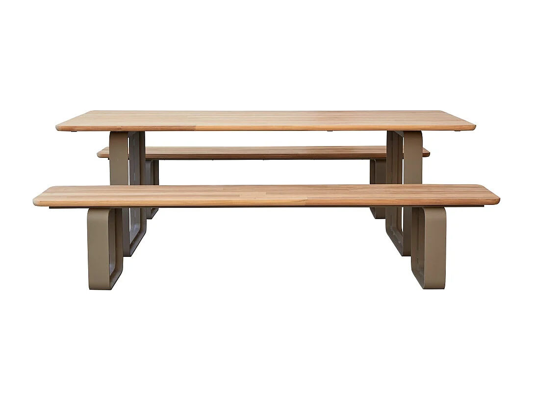 Set da giardino Harper in teak massello e alluminio da 6 posti