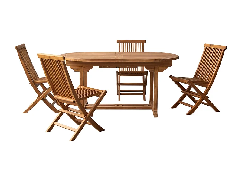 Set di mobili da esterno ovale in legno di acacia Capri 4