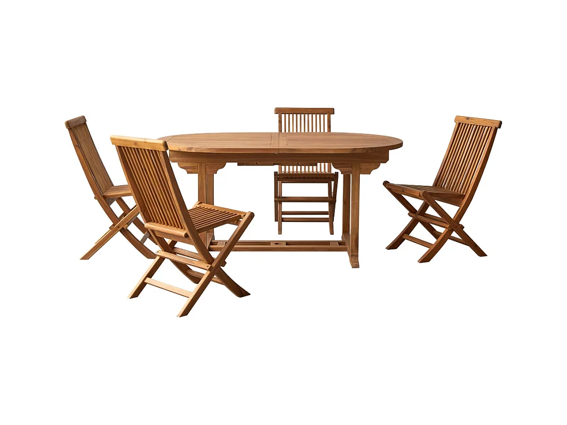 Ovale Outdoor Sitzgruppe aus Akazienholz Capri 4