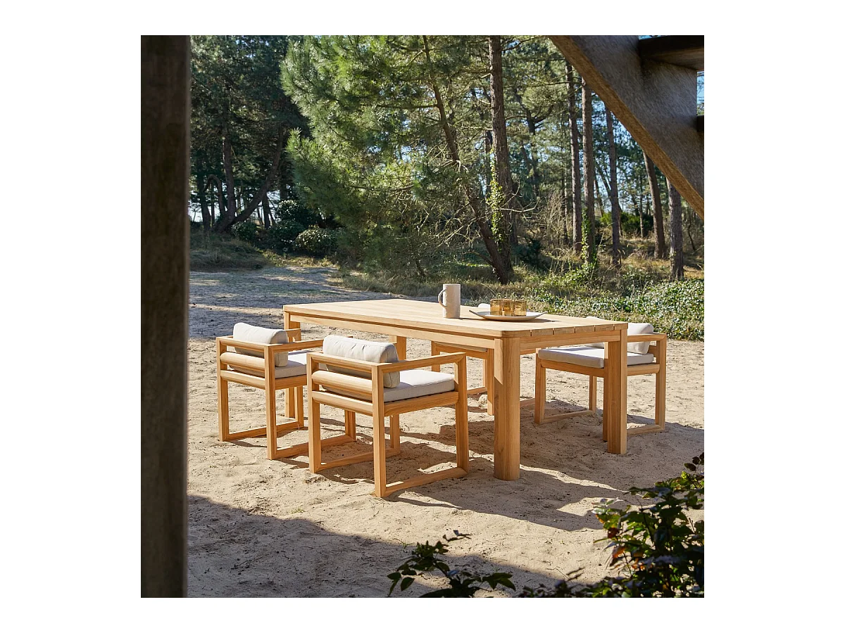 Gartenmöbel-Set Loen aus Teakholz mit Stoffkissen, 4 Stühle