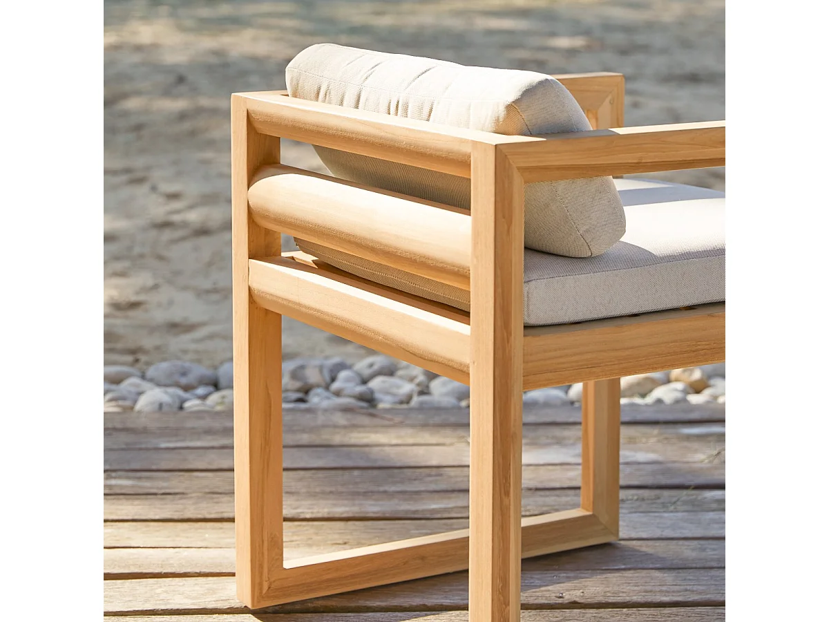 Gartenmöbel-Set Loen aus Teakholz mit Stoffkissen, 4 Stühle