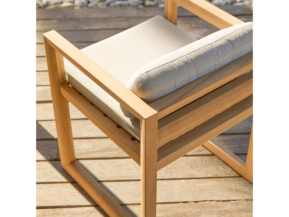 Gartenmöbel-Set Loen aus Teakholz mit Stoffkissen, 4 Stühle