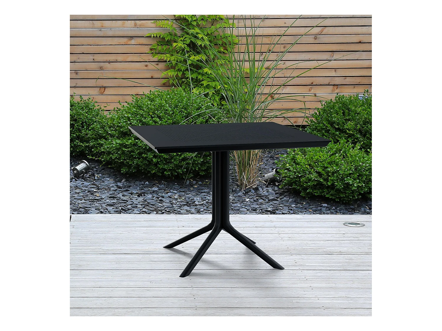 Table d'appoint de jardin - carré - Plastique - 80 x 80 cm - Noir - Lenval