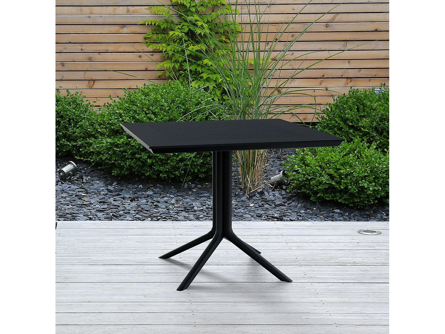 Table d'appoint de jardin - carré - Plastique - 80 x 80 cm - Noir - Lenval