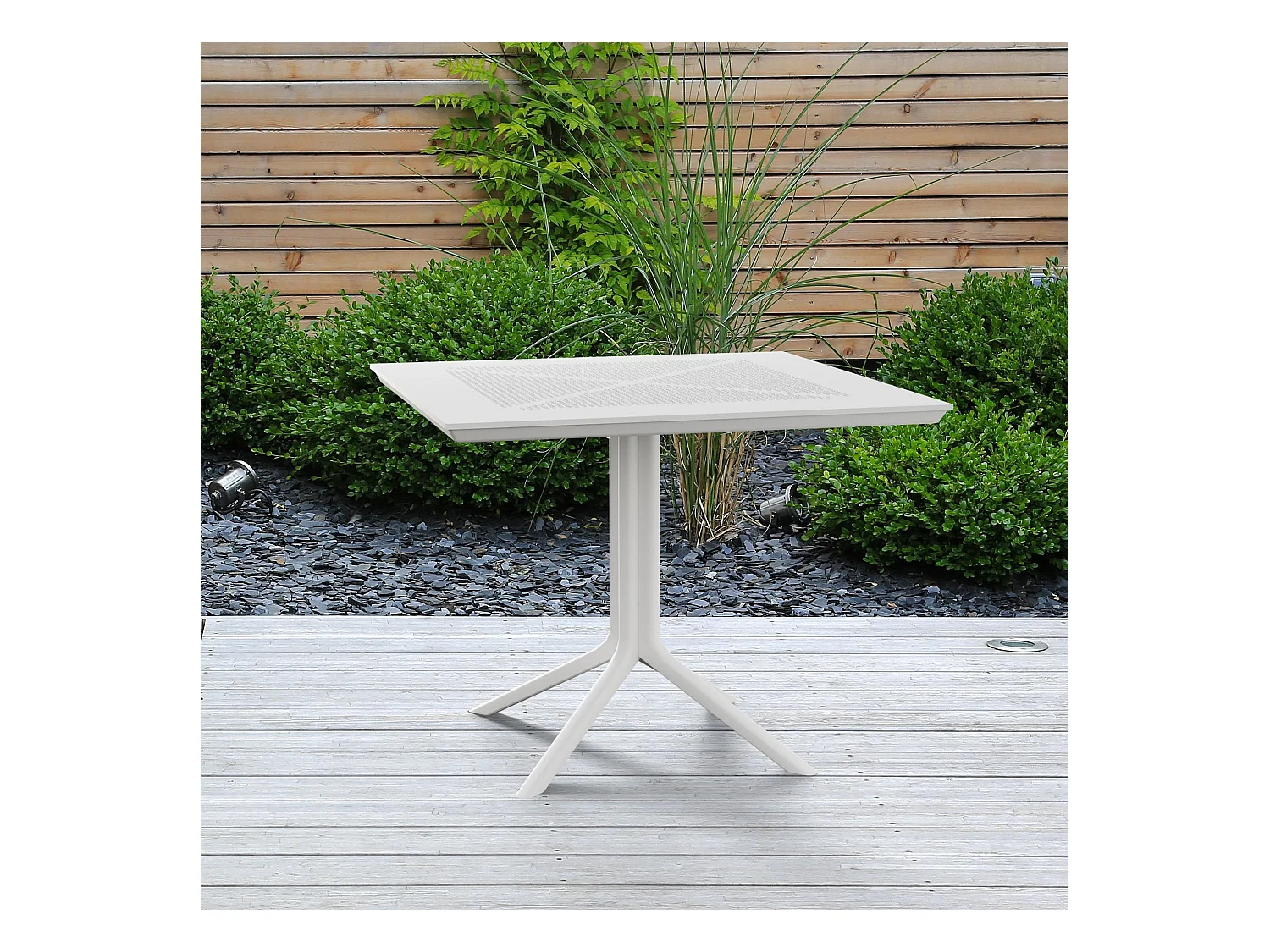 Table d'appoint de jardin - carré - Plastique - 80 x 80 cm - Blanc - Lenval