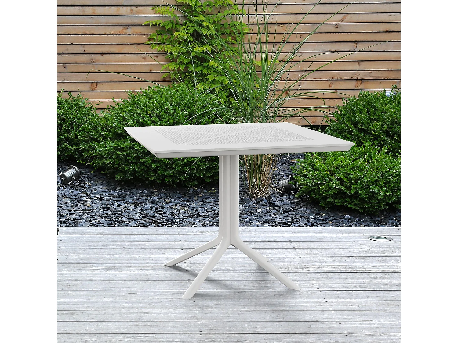 Table d'appoint de jardin - carré - Plastique - 80 x 80 cm - Blanc - Lenval