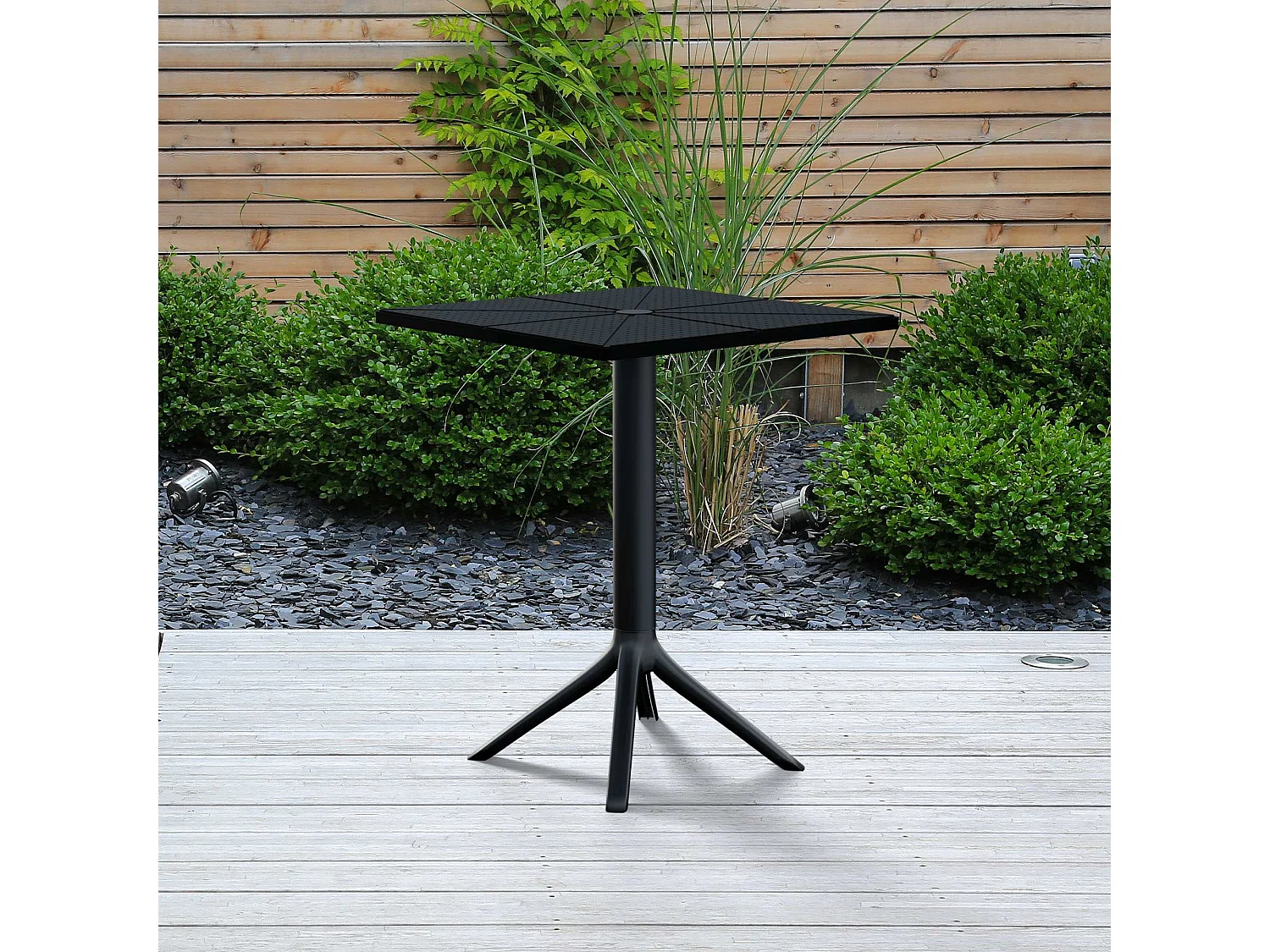 Table d'appoint de jardin - carré - Plastique - 60 x 60 cm - Noir - Nuvela
