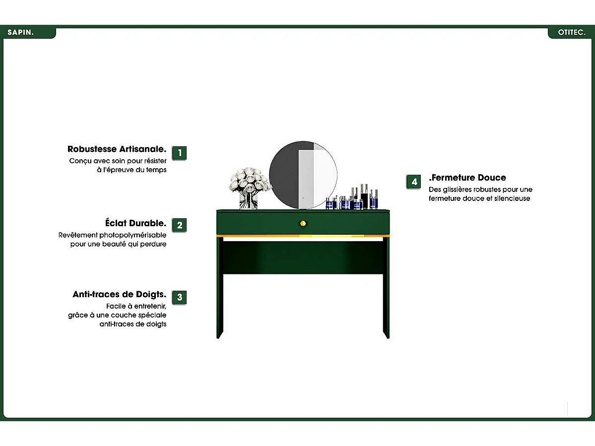 Coiffeuse - H.79 x L.100 x P.40 cm - SAPIN