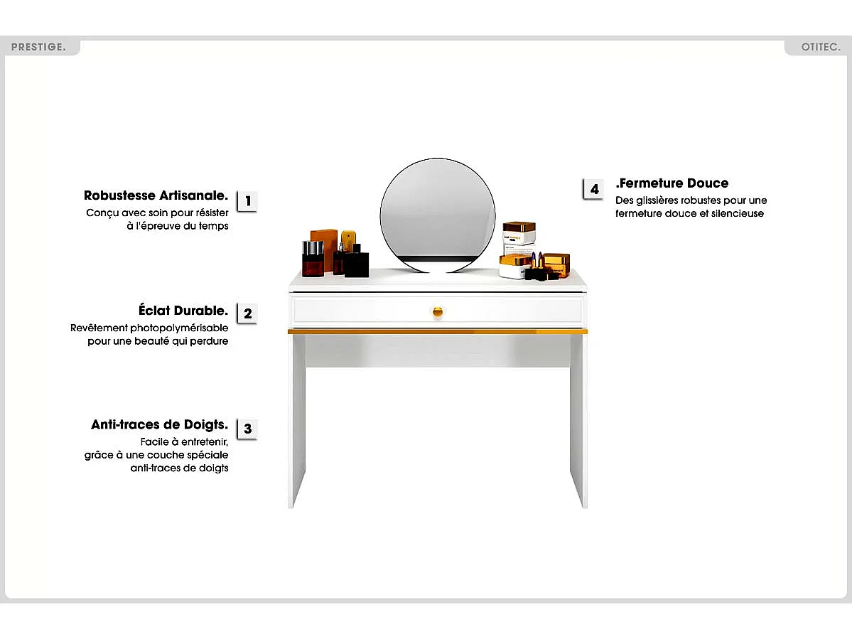 Coiffeuse - H.79 x L.100 x P.40 cm - PRESTIGE