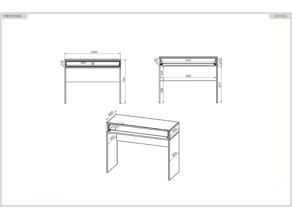 Coiffeuse - H.79 x L.100 x P.40 cm - PRESTIGE