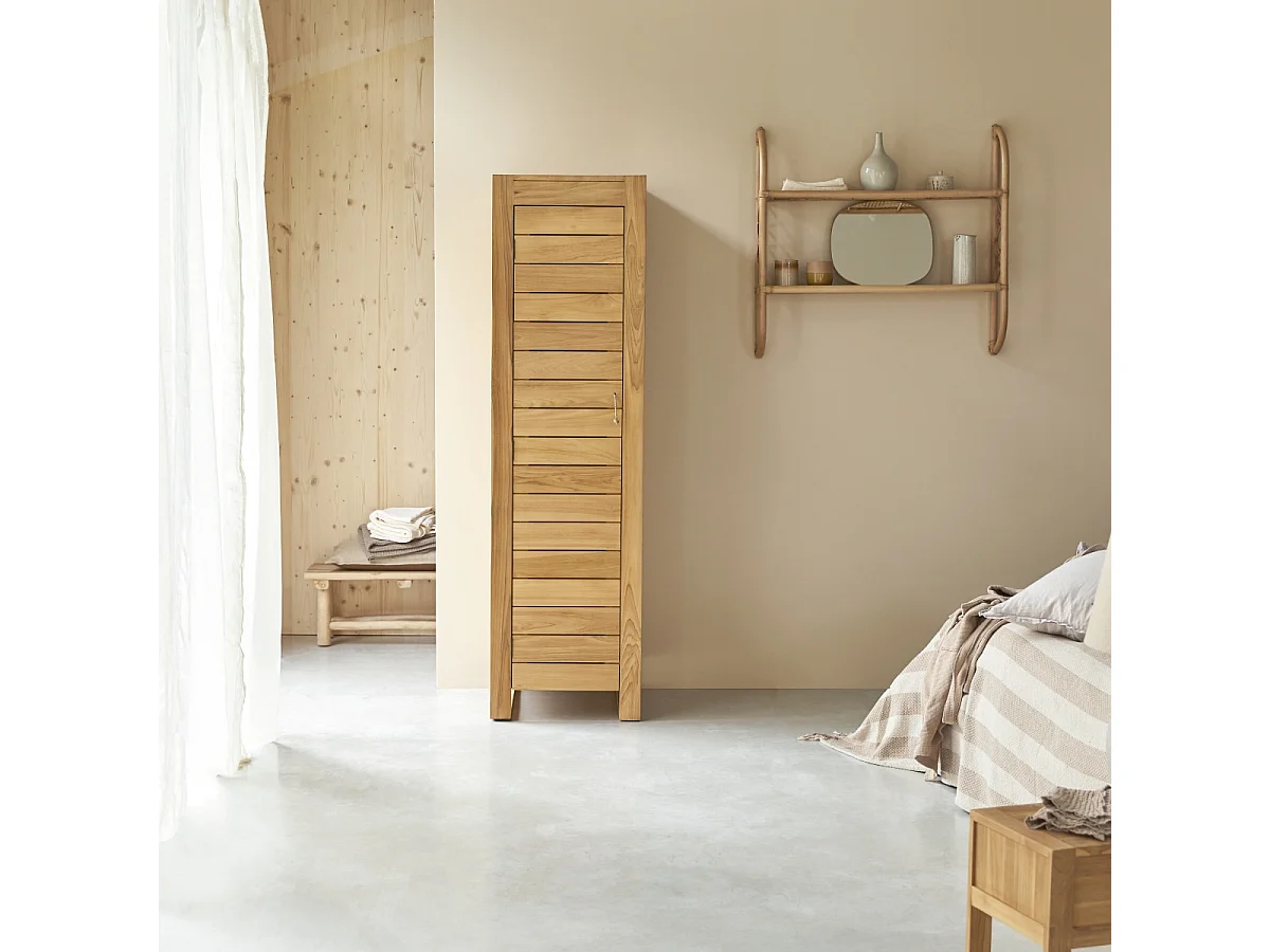 Schmaler Schrank aus Teak Zusatzteil für Schrank aus Teak 180 cm Höhe