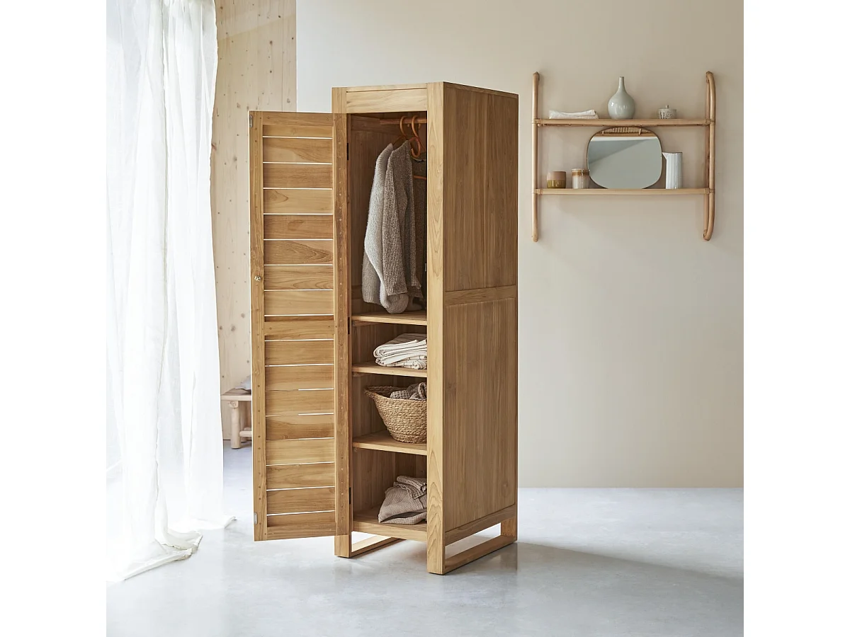 Schmaler Schrank aus Teak Zusatzteil für Schrank aus Teak 180 cm Höhe