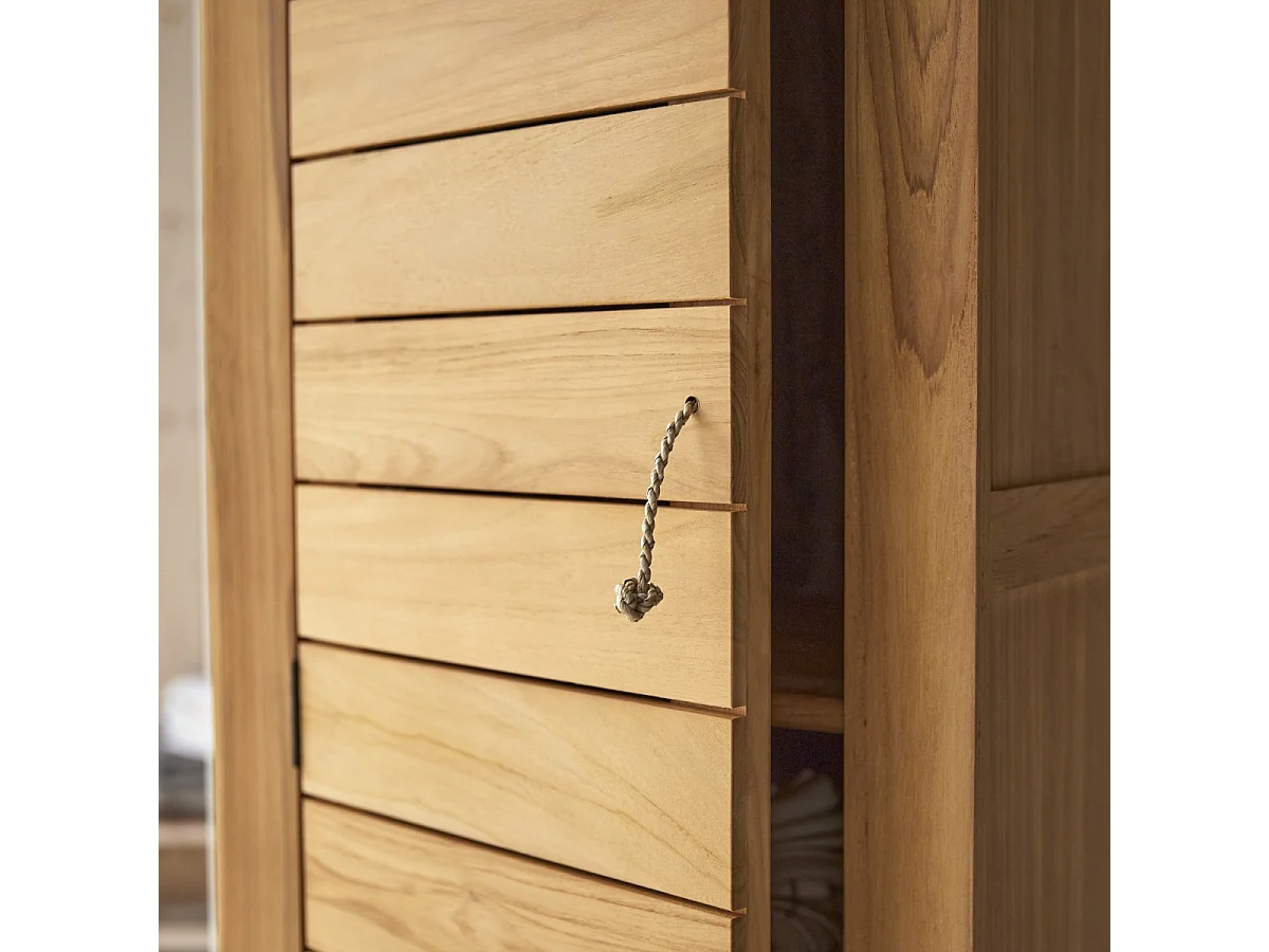 Schmaler Schrank aus Teak Zusatzteil für Schrank aus Teak 180 cm Höhe