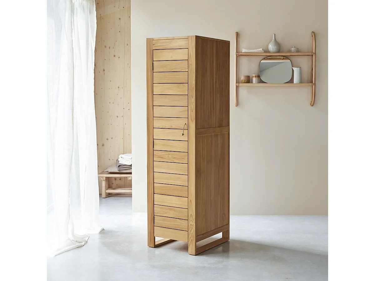 Schmaler Schrank aus Teak Zusatzteil für Schrank aus Teak 180 cm Höhe