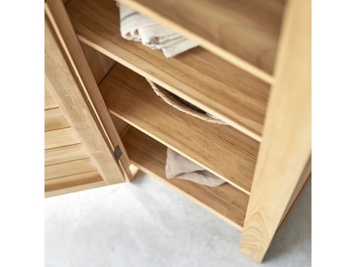 Schmaler Schrank aus Teak Zusatzteil für Schrank aus Teak 180 cm Höhe