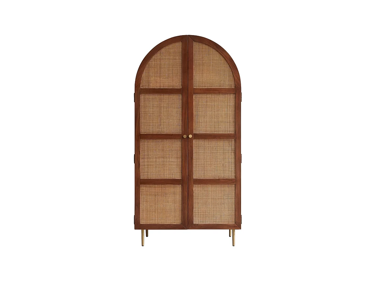 Armoire en bois d'orme et rotin Lisbeth