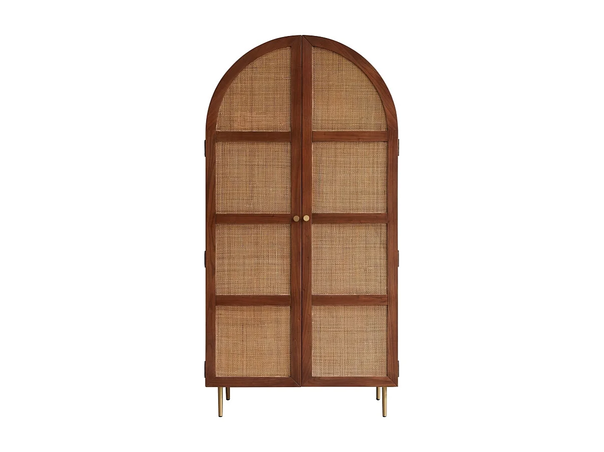 Armadio in legno di olmo e rattan Lisbeth