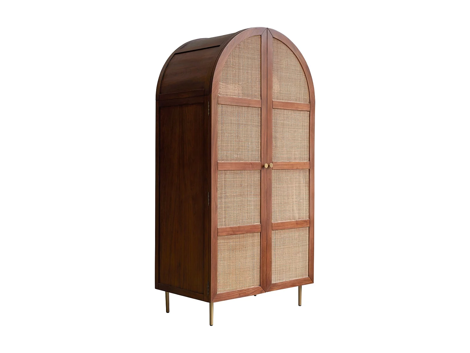 Armadio in legno di olmo e rattan Lisbeth