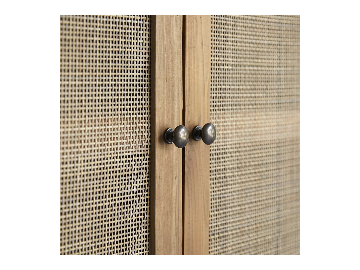 Schrank aus Pinienholz und Rattangeflecht 200 Ninon