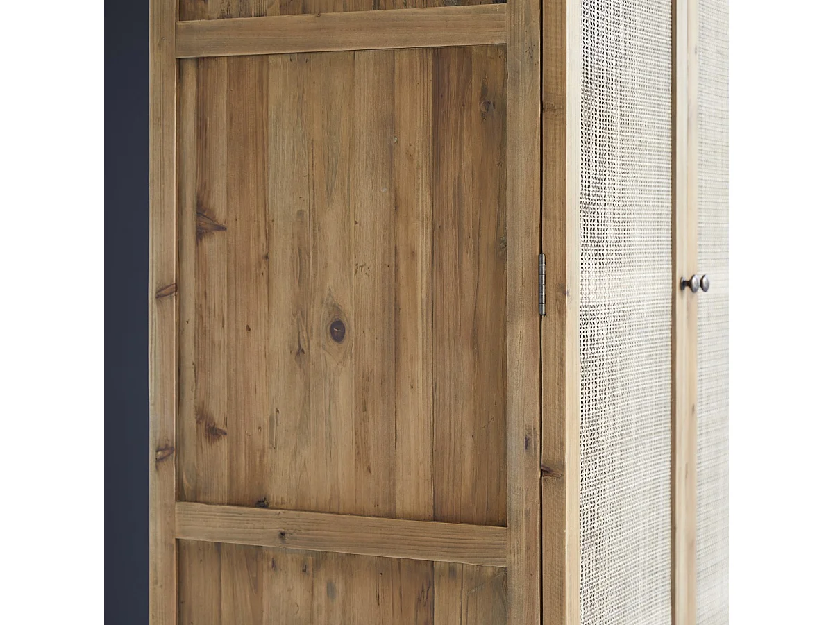 Schrank aus Pinienholz und Rattangeflecht 200 Ninon