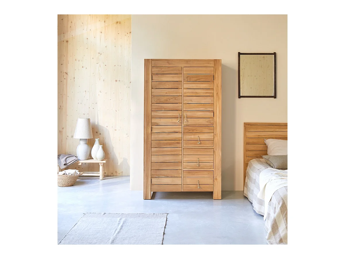 Armadio doppio in legno massello di teak 180cm Minimalys