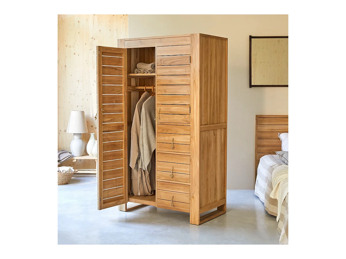 Armadio doppio in legno massello di teak 180cm Minimalys