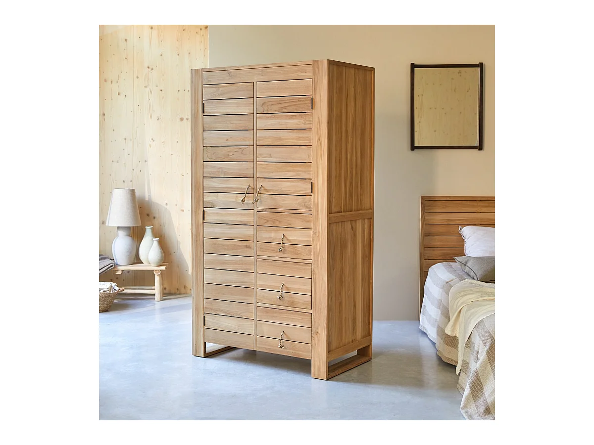 Armadio doppio in legno massello di teak 180cm Minimalys