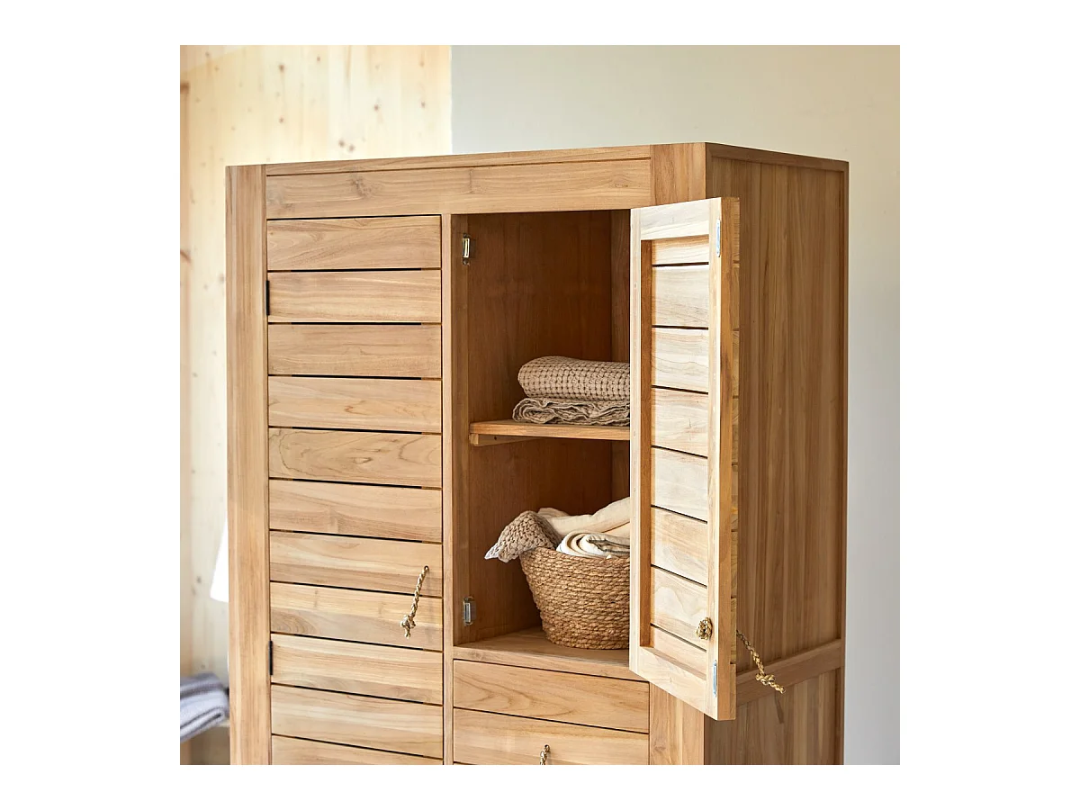 Armadio doppio in legno massello di teak 180cm Minimalys