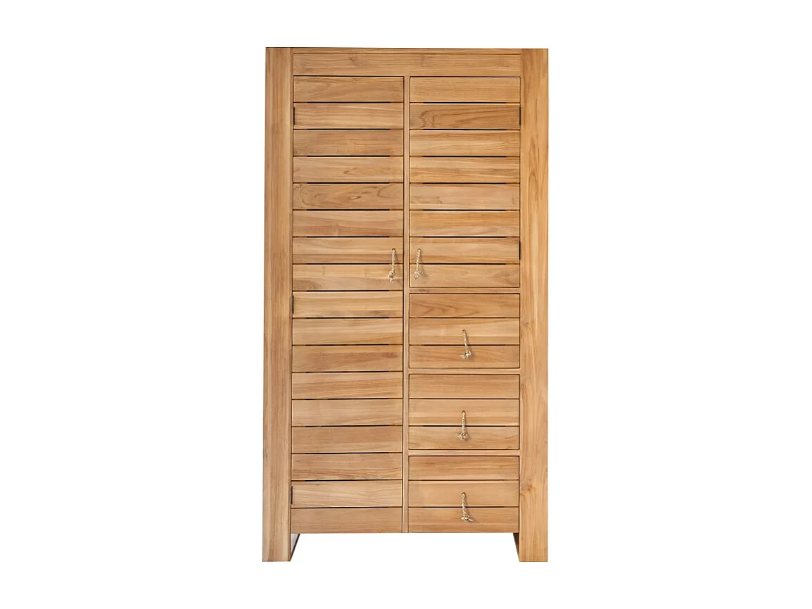 Kleiderschrank Schrank massives Teakholz 180cm 2Türen viel Stauraum Neu Tikamoon