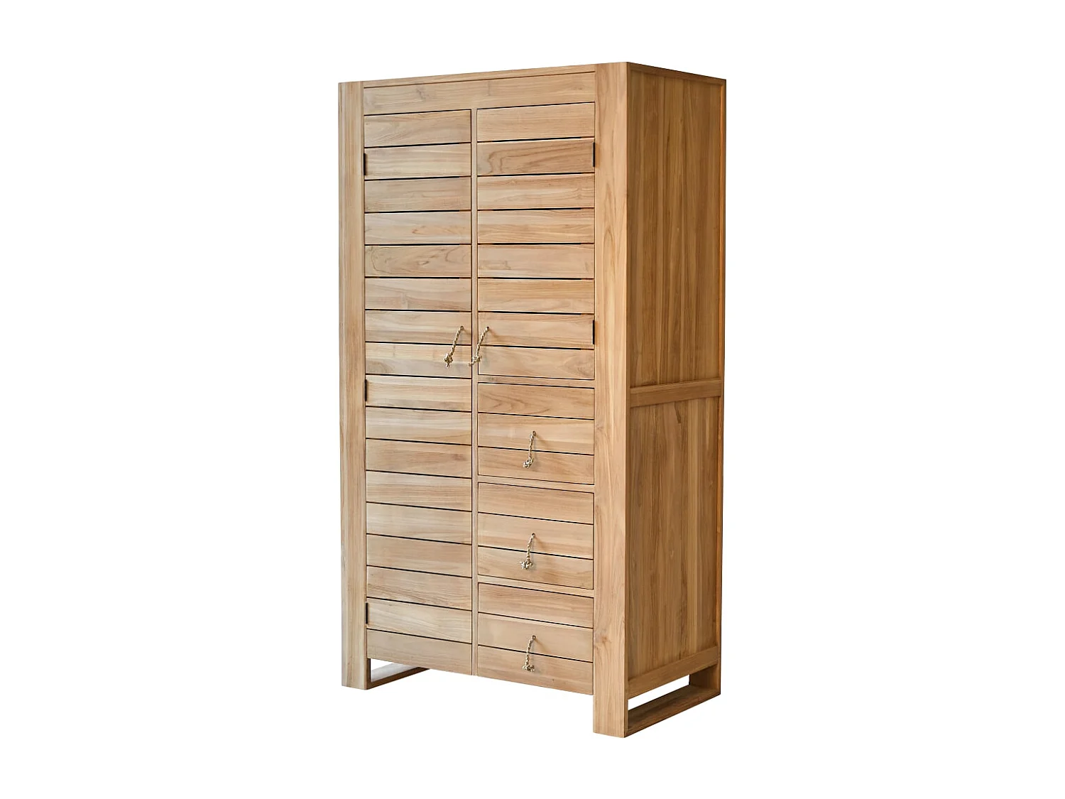 Kleiderschrank Schrank massives Teakholz 180cm 2Türen viel Stauraum Neu Tikamoon