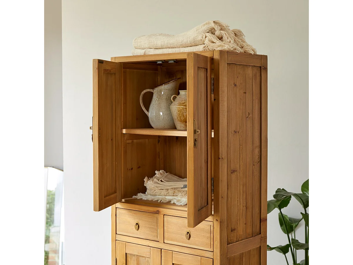 Schrank Yuki aus massivem Recycling-Kiefernholz Natur