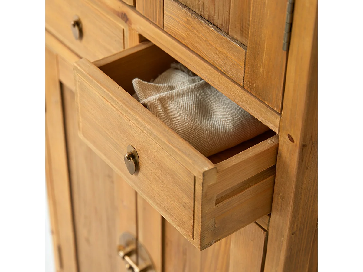 Schrank Yuki aus massivem Recycling-Kiefernholz Natur