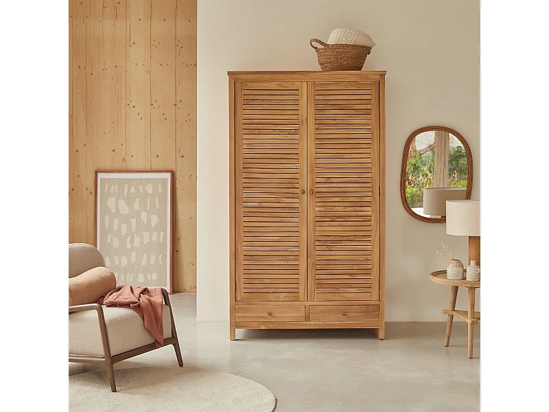 Armadio legno massello teak teck tek 195 camera da letto guardaroba Suzette
