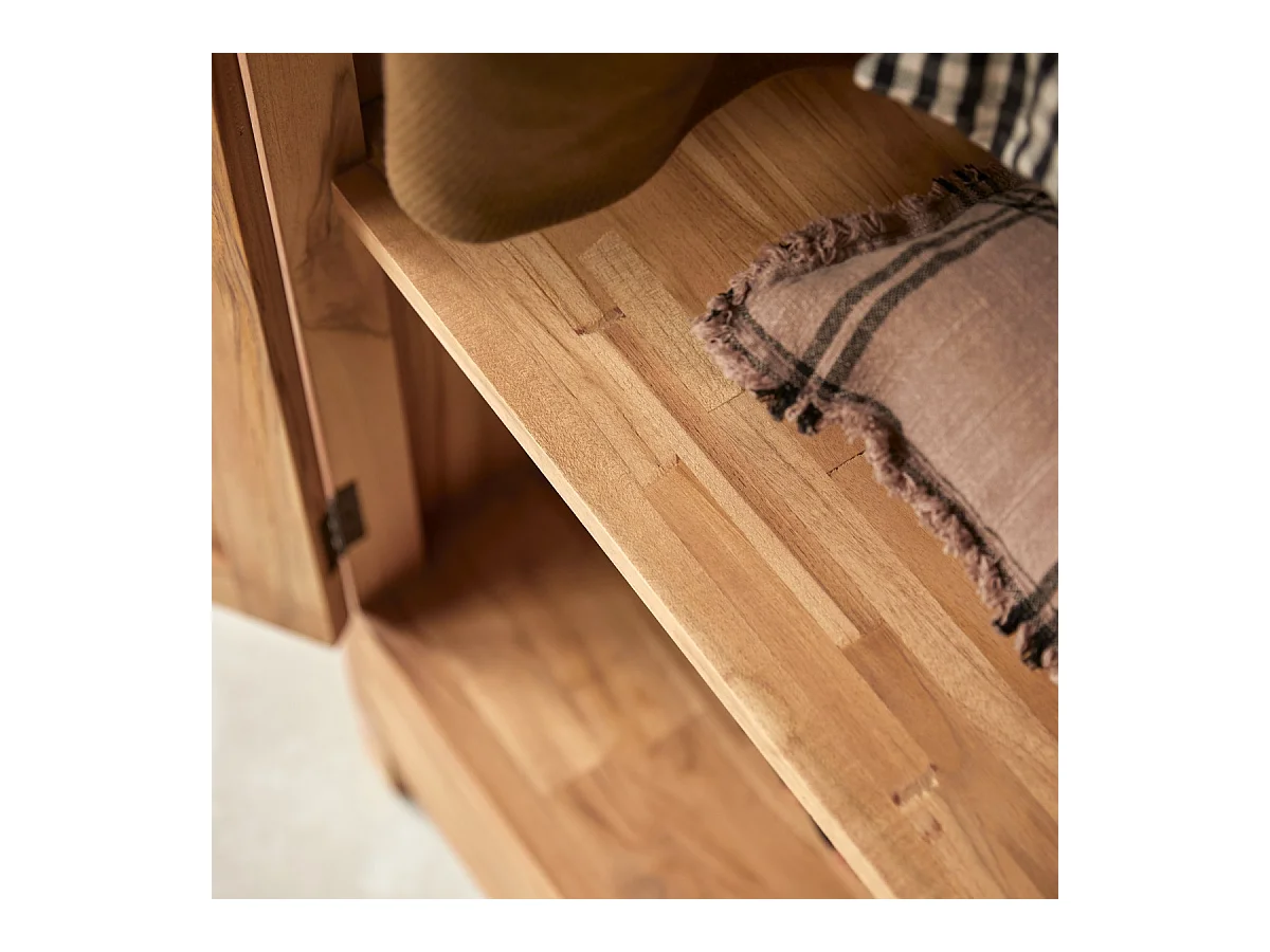 Kleiderschrank Schrank aus Teakholz Schlafzimmer 195 cm Lattenoptik