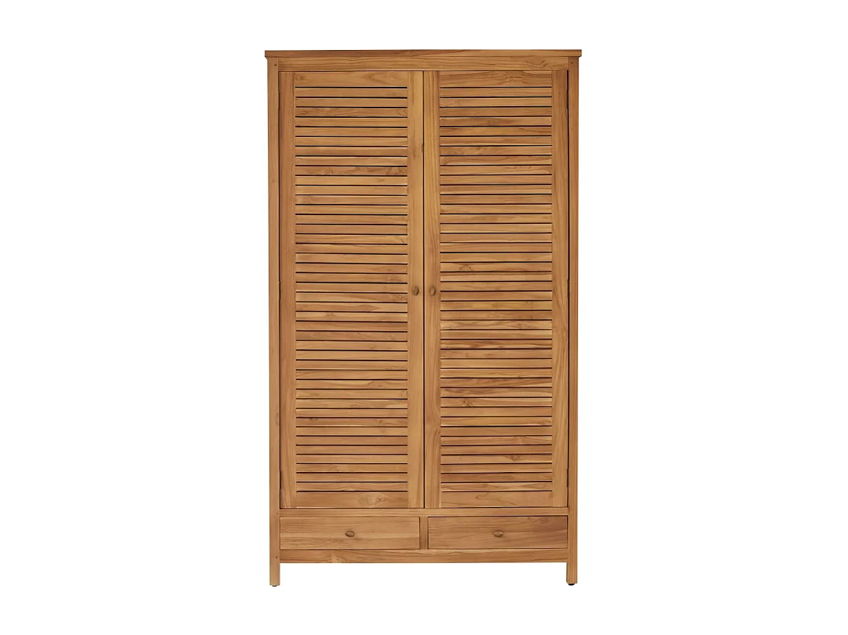 Kleiderschrank Schrank aus Teakholz Schlafzimmer 195 cm Lattenoptik