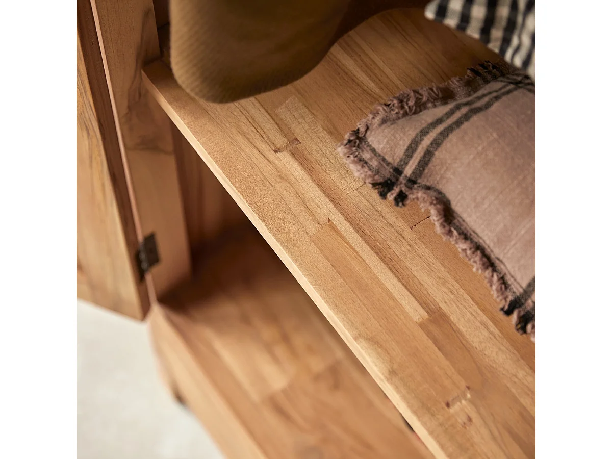 Kleiderschrank Schrank aus Teakholz Schlafzimmer 195 cm Lattenoptik