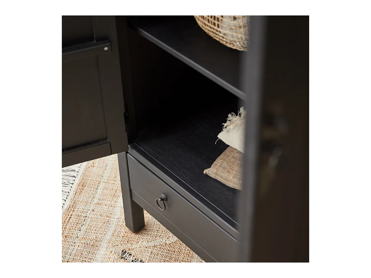 Schrank aus massivem Kiefernholz 180 Thaki Black