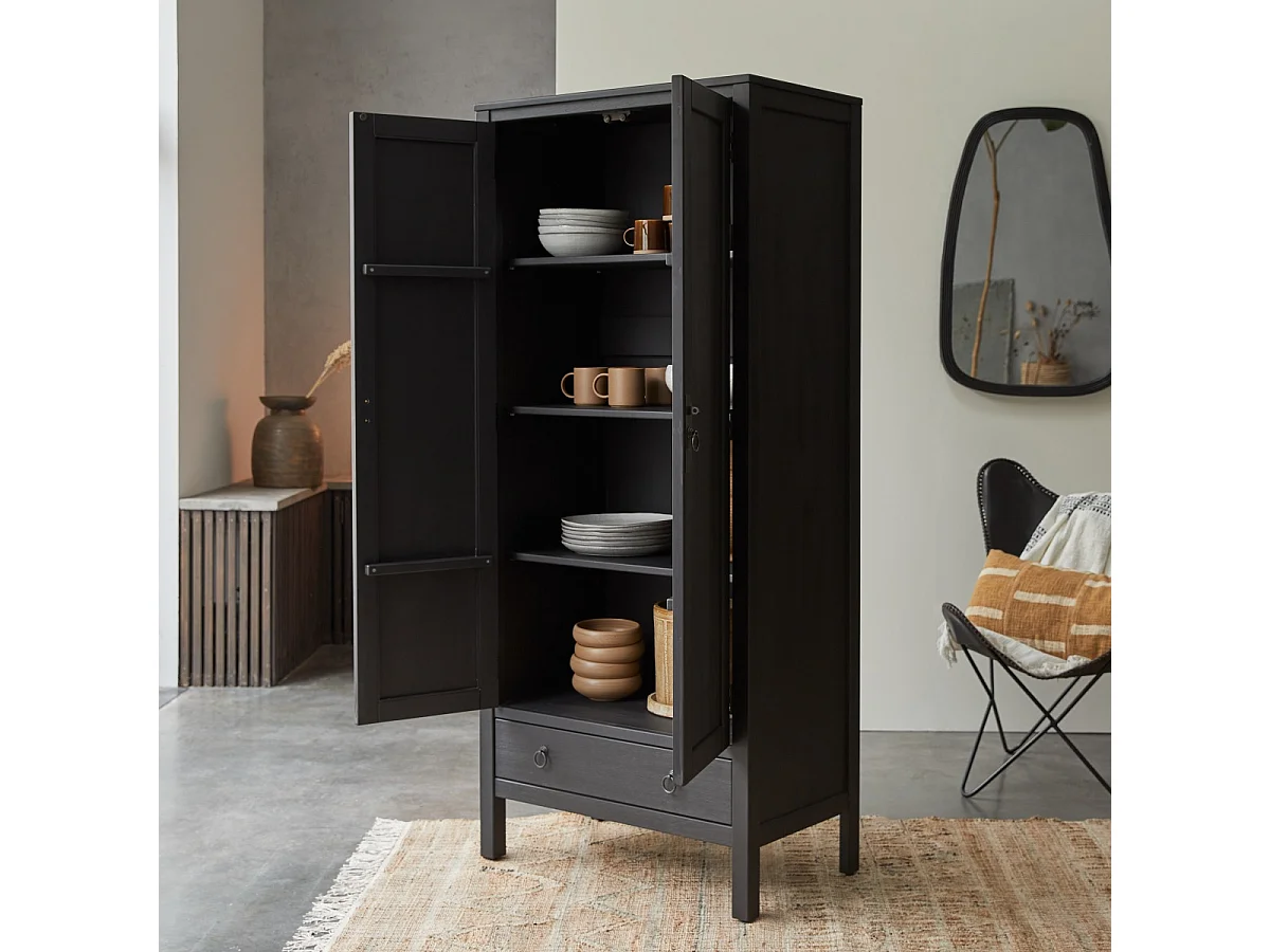 Schrank aus massivem Kiefernholz 180 Thaki Black