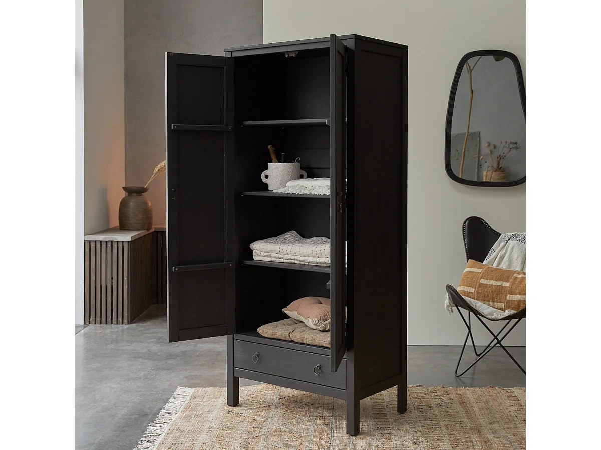 Armadio in pino massello 180 Thaki black