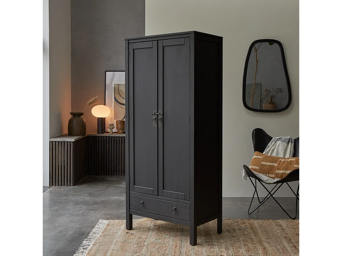 Armadio in pino massello 180 Thaki black