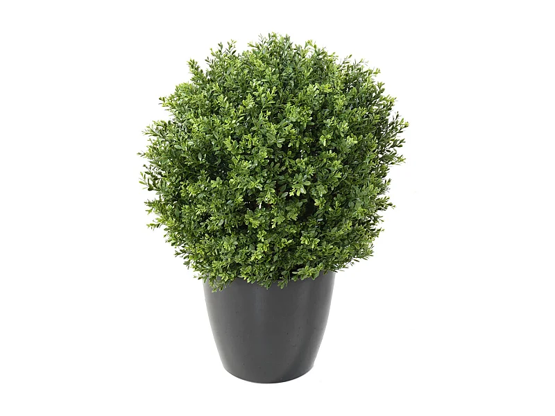 Plante artificielle haute gamme Spécial extérieur / Buis boule UV artificiel, coloris vert - Dim : H.50 x D.35 cm