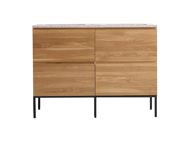 Badezimmermöbel Nova aus massivem Eichenholz und Premium-Terrazzo Pink 120