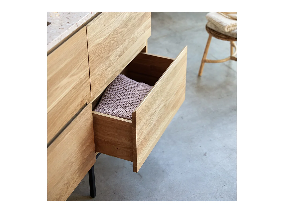 Badezimmermöbel Nova aus massivem Eichenholz und Premium-Terrazzo Pink 120