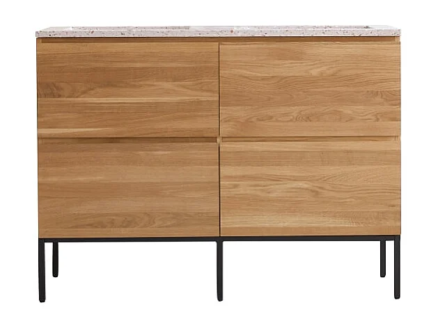 Mobile per il Bagno in legno di rovere e battuto di terrazzo premium 120 Nova