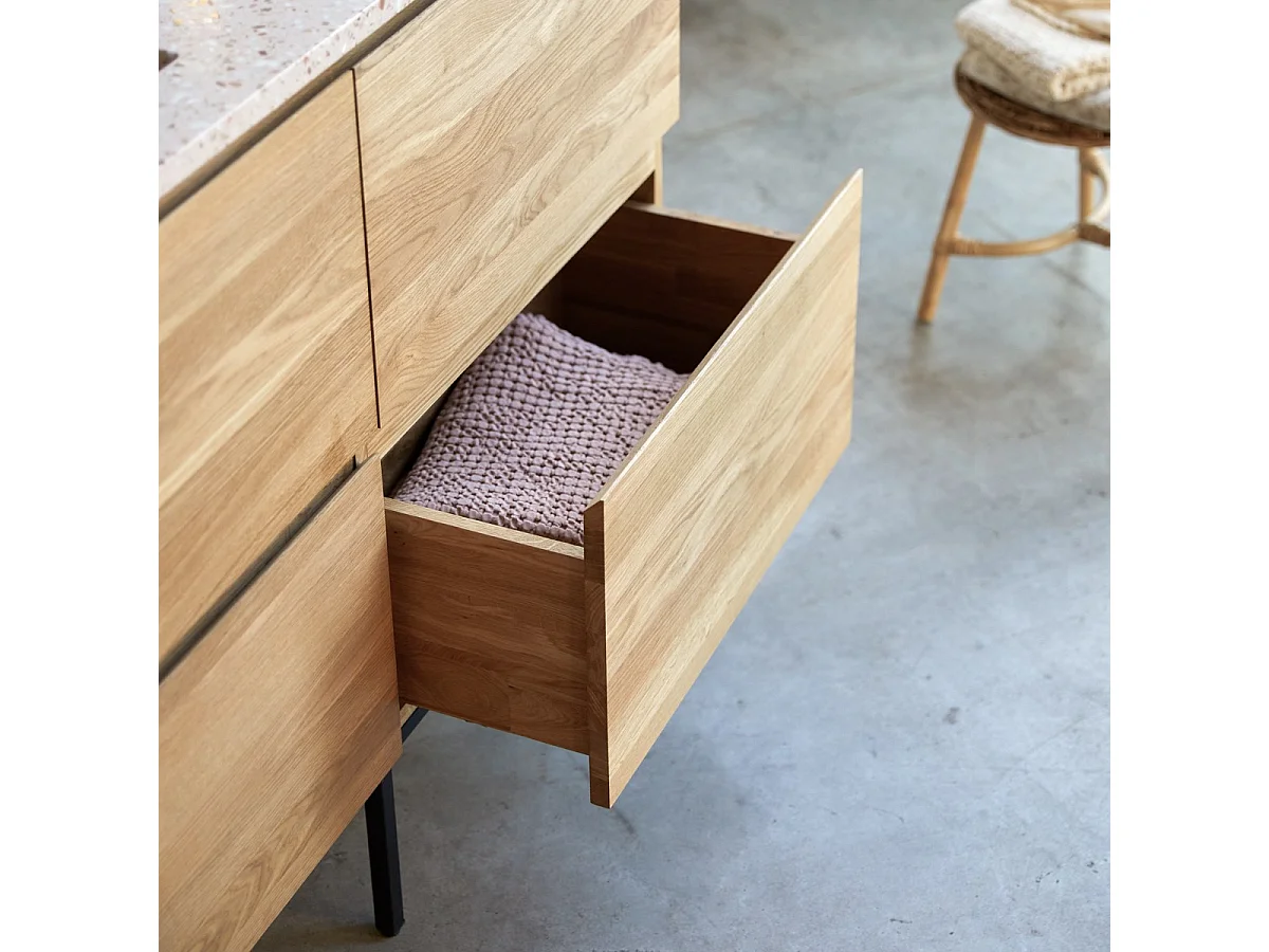 Mobile per il Bagno in legno di rovere e battuto di terrazzo premium 120 Nova